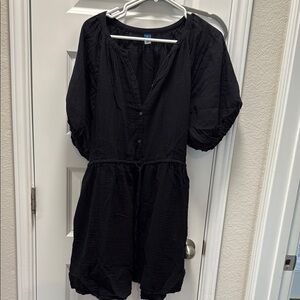 Women’s Old Navy Black Linen Button Up Dress